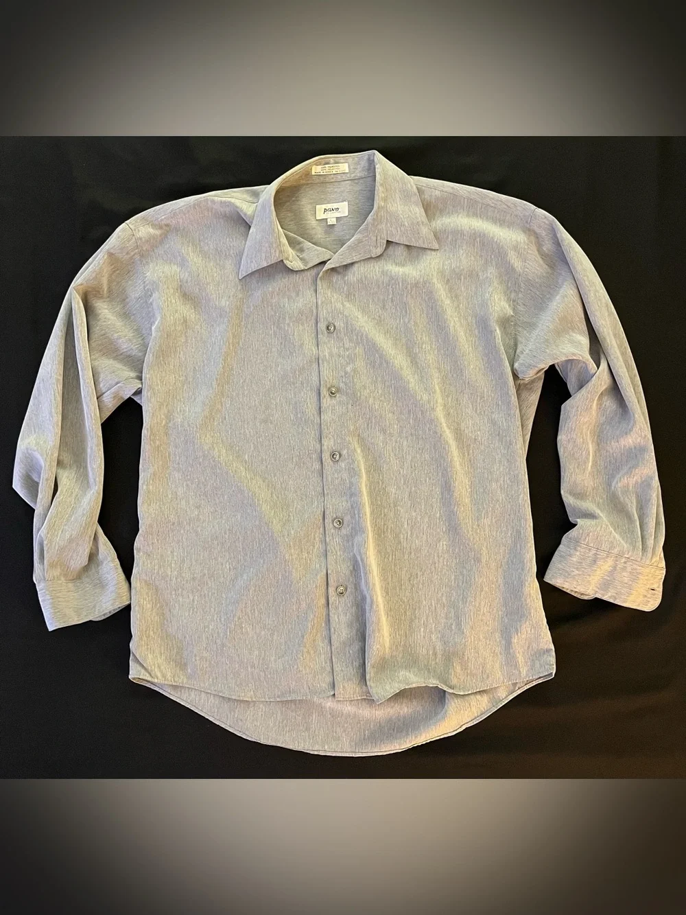 Vintage Pavo by Lastrada Men's Large Heather Grey 100% Polyester Polo Shirt L